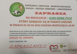 Rekolekcje -KURS NOWE ŻYCIE 01-02 marca 2024 r.