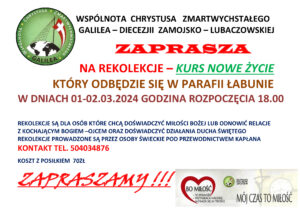 Rekolekcje -KURS NOWE ŻYCIE 01-02 marca 2024 r.